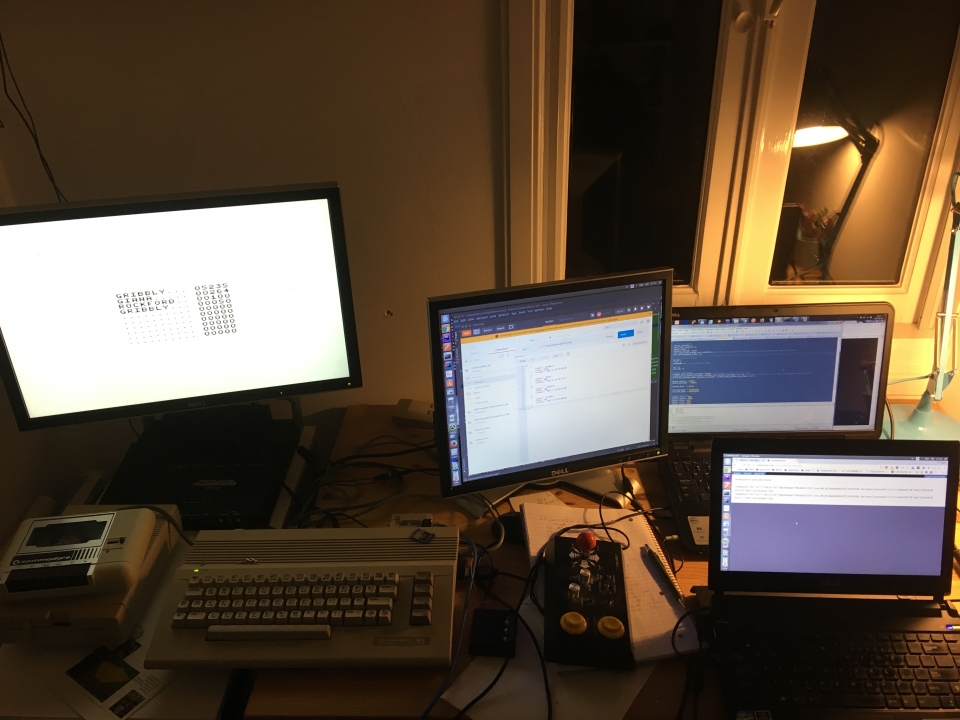Four screens all together, with the game itself, API, database and code.